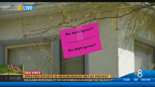Spraying efforts in Mount Hope neighborhood met by protest - CBS 8 San Diego