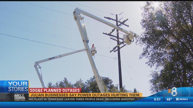 Julian businesses say power outages hurting them - CBS 8 San Diego