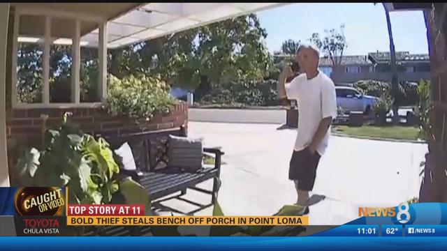 Bold thief steals bench off porch in Point Loma - CBS 8 San Diego