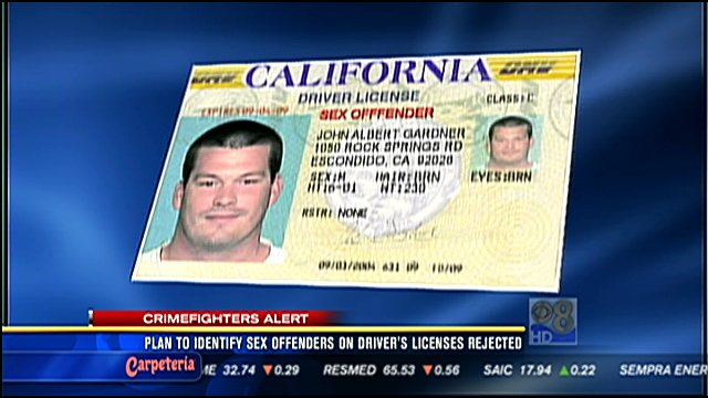 Plan To Identify Sex Offenders On Drivers Licenses Rejected Cbs News 8 San Diego Ca News 