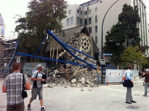 Earthquake In Christchurch New Zealand. 22 2011. People look at a