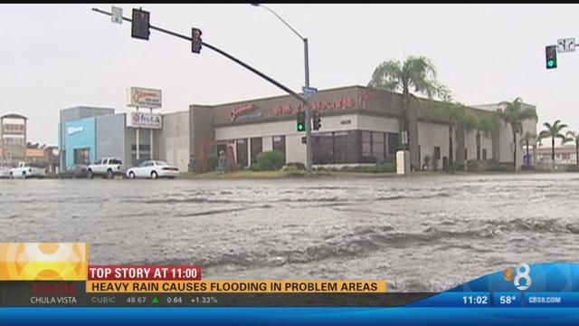 Heavy rain causes flooding in problem areas - CBS News 8 - San Diego