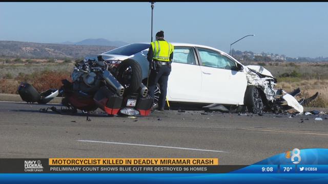 Motorcyclist killed in deadly Miramar crash - CBS News 8 - San Diego ...