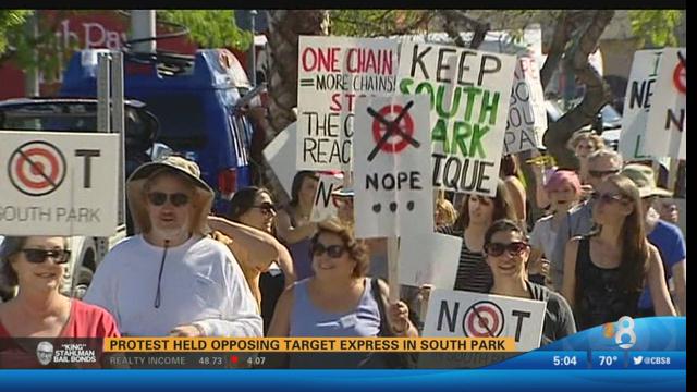 Protests held opposing Target Express in South Park - CBS News 8 - San ...
