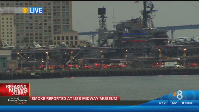 Three-alarm fire breaks out at USS Midway Museum downtown - CBS News 8 ...